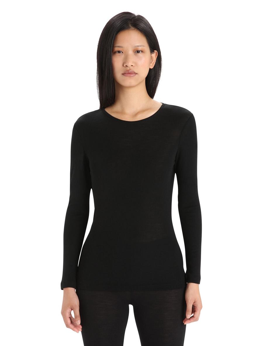 Base Layers Icebreaker Merino 175 Everyday Long Sleeve Crewe Thermal Top Femme Noir | FR 1911PJJQ